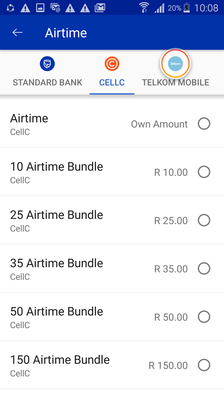 airtime service provider on Andriod
