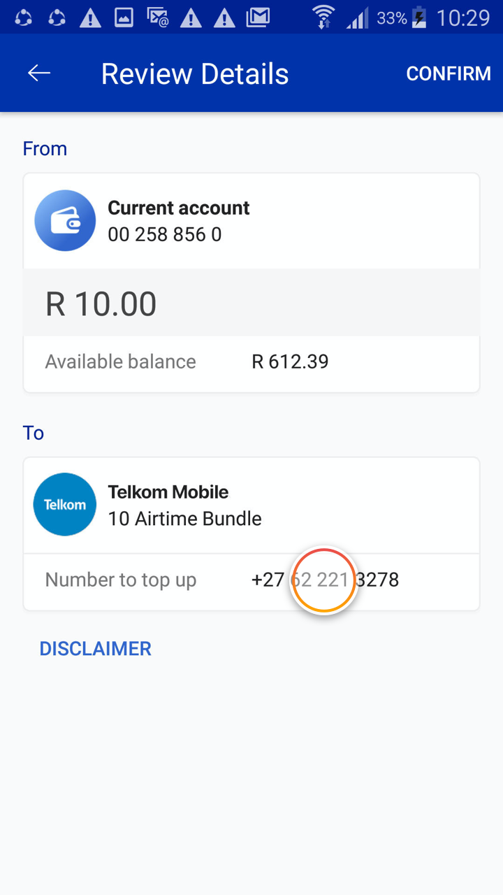 buy airtime - purchase details