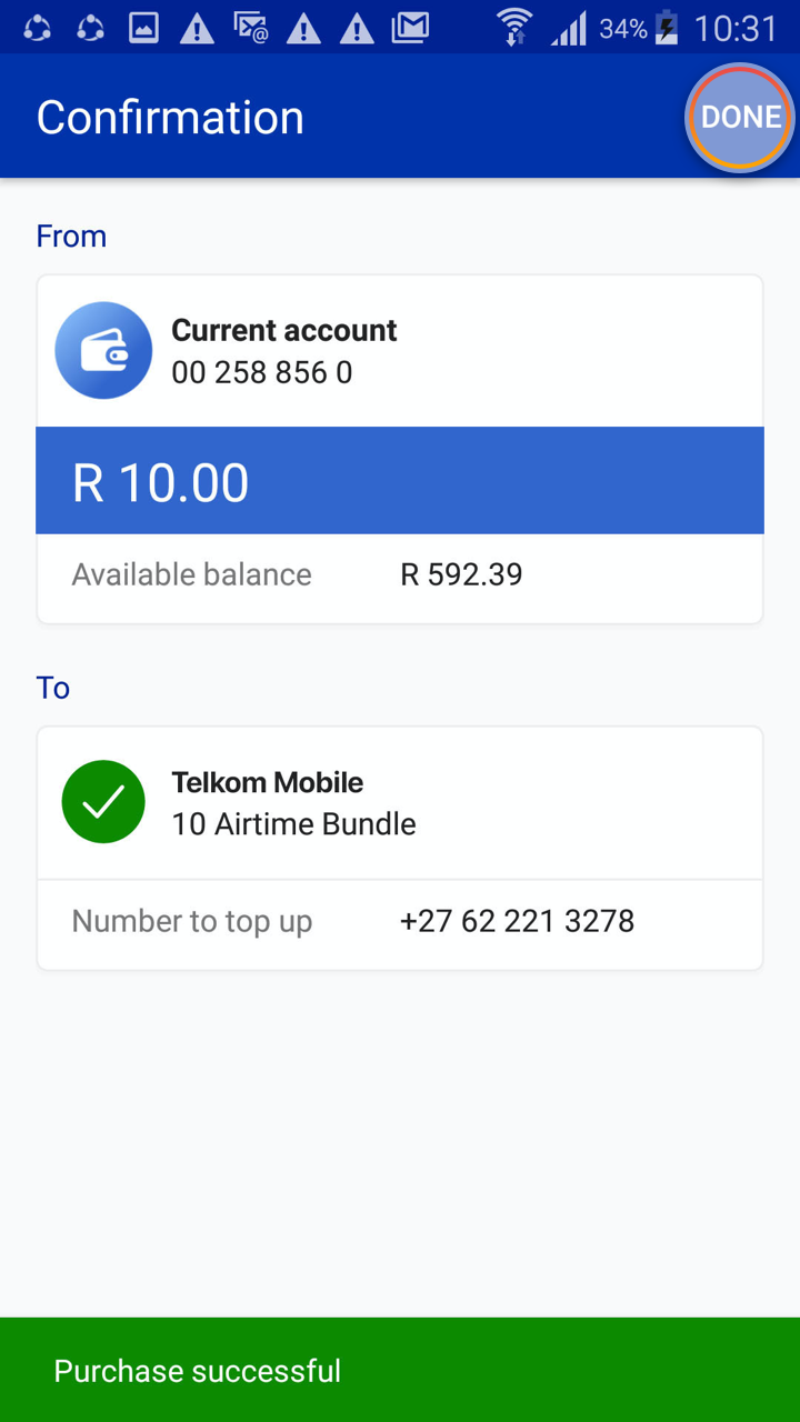 buy airtime - successful message (Confirmation)